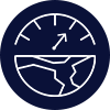 performance value icon with blue circle background